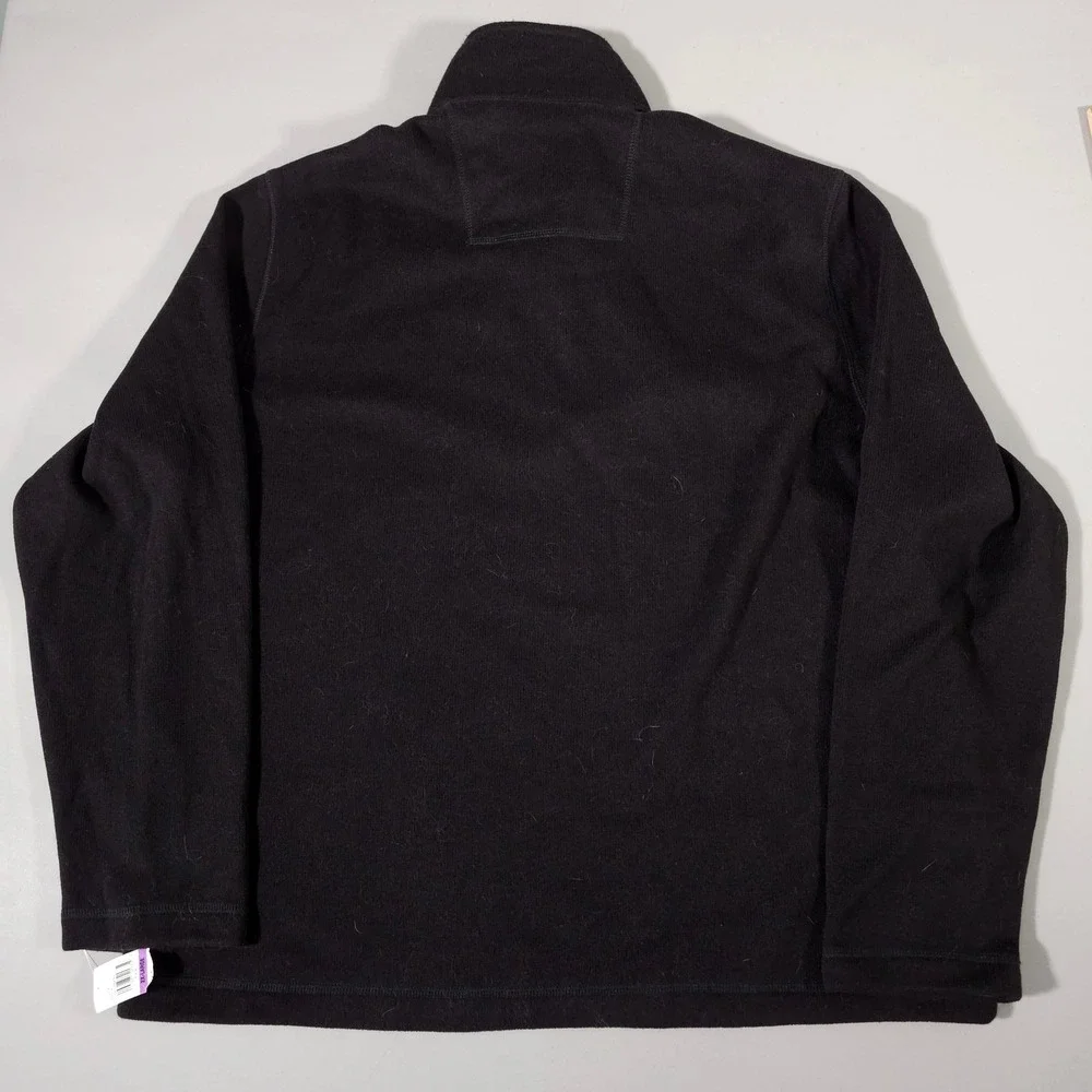 G.H. Bass Rock Sweater Fleece Mens XXL Black Quarter Zip Faux Fur Collar New NWT